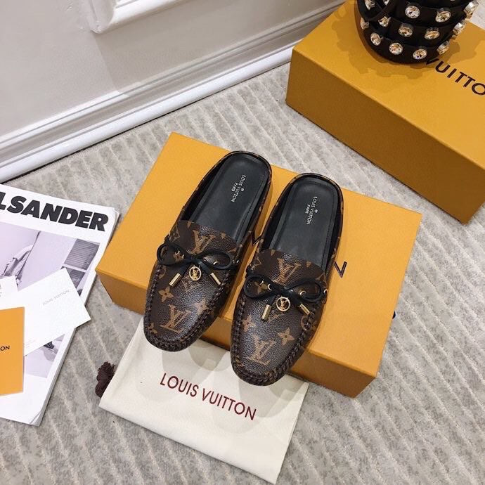 LV WOMEN'S EASY MULE IN CHOCOLATE BROWN MONOGRAM CALFSKIN - 35