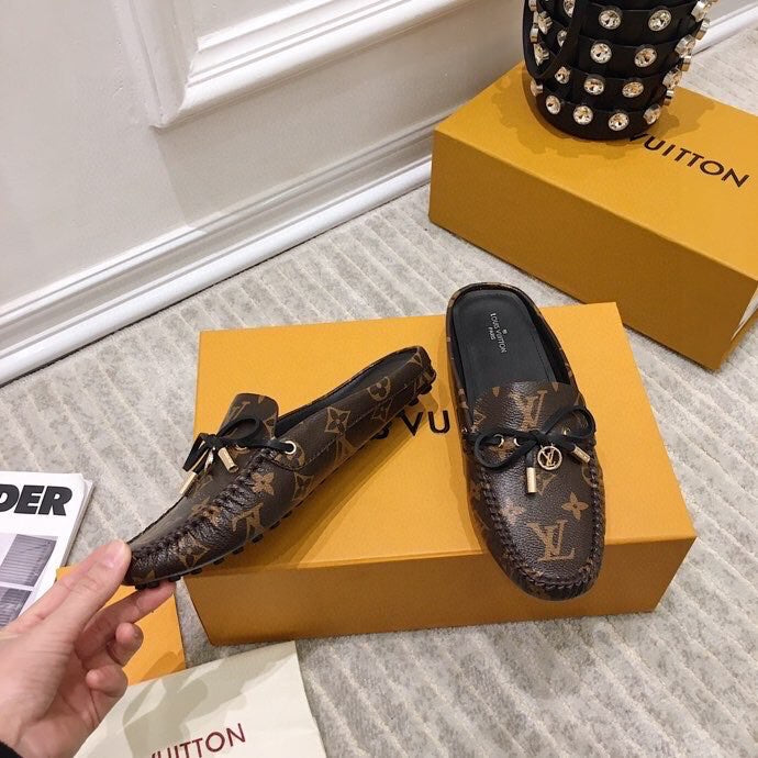 LV WOMEN'S EASY MULE IN CHOCOLATE BROWN MONOGRAM CALFSKIN - 35