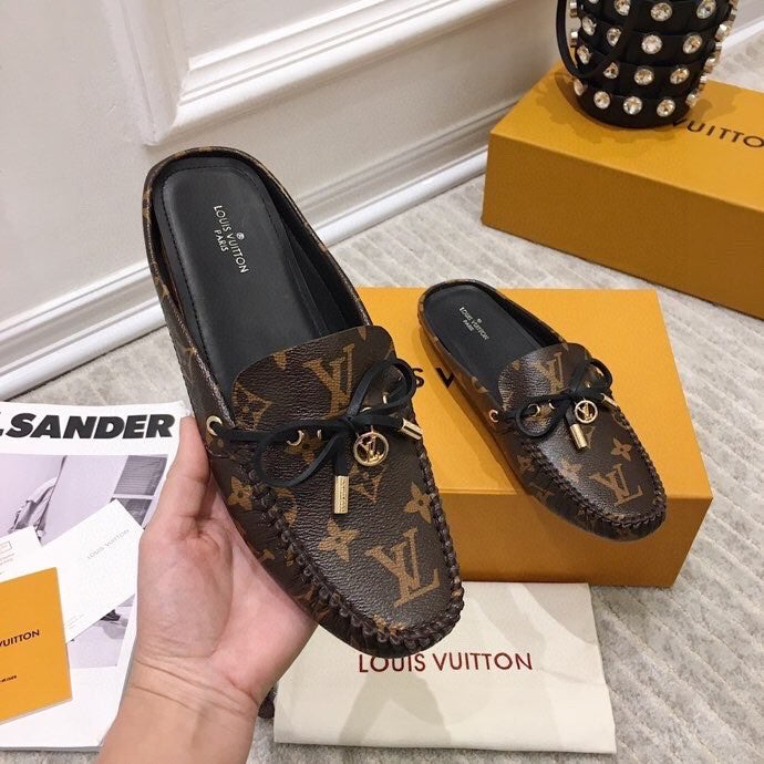 LV WOMEN'S EASY MULE IN CHOCOLATE BROWN MONOGRAM CALFSKIN - 35