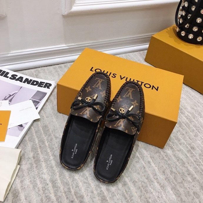 LV WOMEN'S EASY MULE IN CHOCOLATE BROWN MONOGRAM CALFSKIN - 35