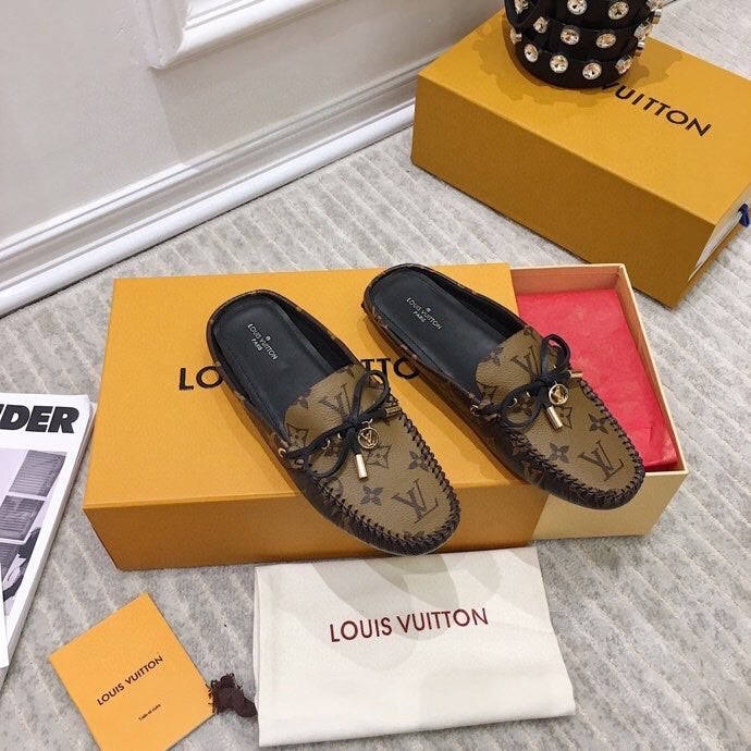 LV WOMEN'S EASY MULE IN CAMEL BROWN MONOGRAM CALFSKIN - 35