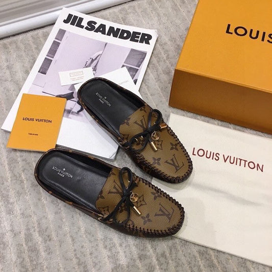 LV WOMEN'S EASY MULE IN CAMEL BROWN MONOGRAM CALFSKIN - 35