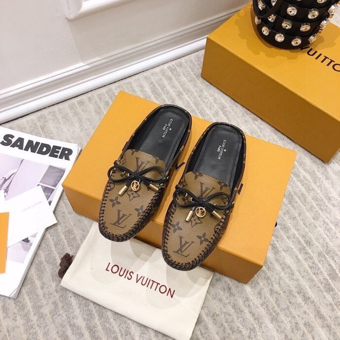 LV WOMEN'S EASY MULE IN CAMEL BROWN MONOGRAM CALFSKIN - 35