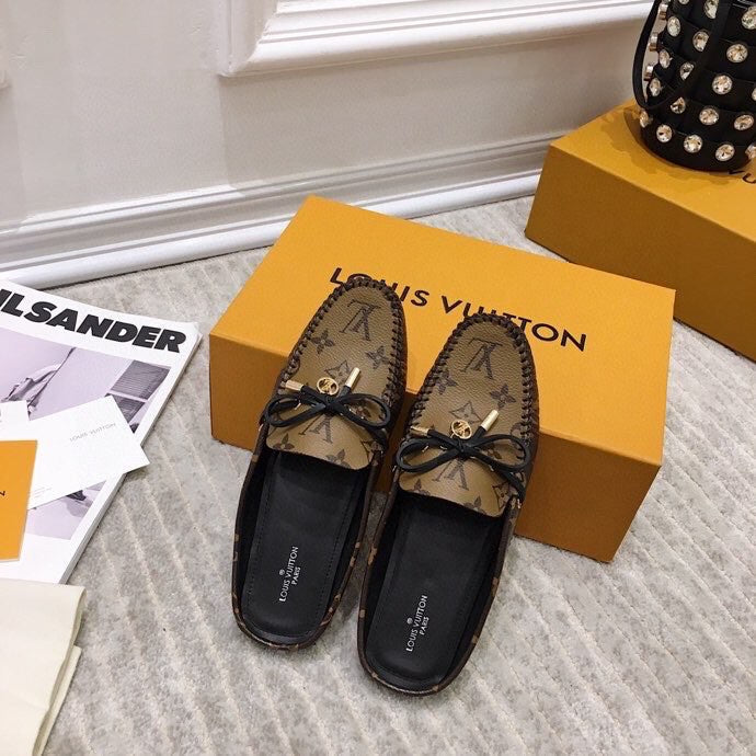 LV WOMEN'S EASY MULE IN CAMEL BROWN MONOGRAM CALFSKIN - 35