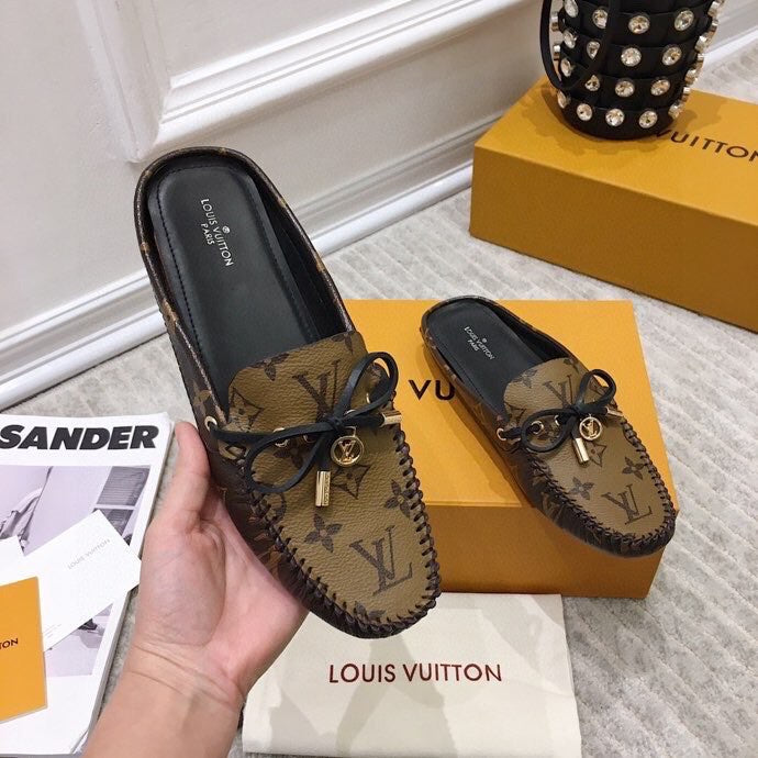 LV WOMEN'S EASY MULE IN CAMEL BROWN MONOGRAM CALFSKIN - 35
