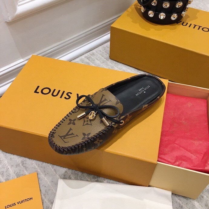 LV WOMEN'S EASY MULE IN CAMEL BROWN MONOGRAM CALFSKIN - 35