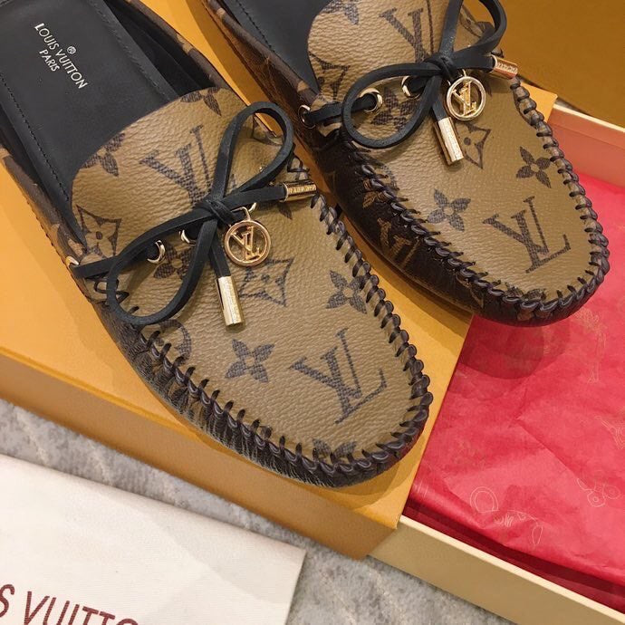 LV WOMEN'S EASY MULE IN CAMEL BROWN MONOGRAM CALFSKIN - 35