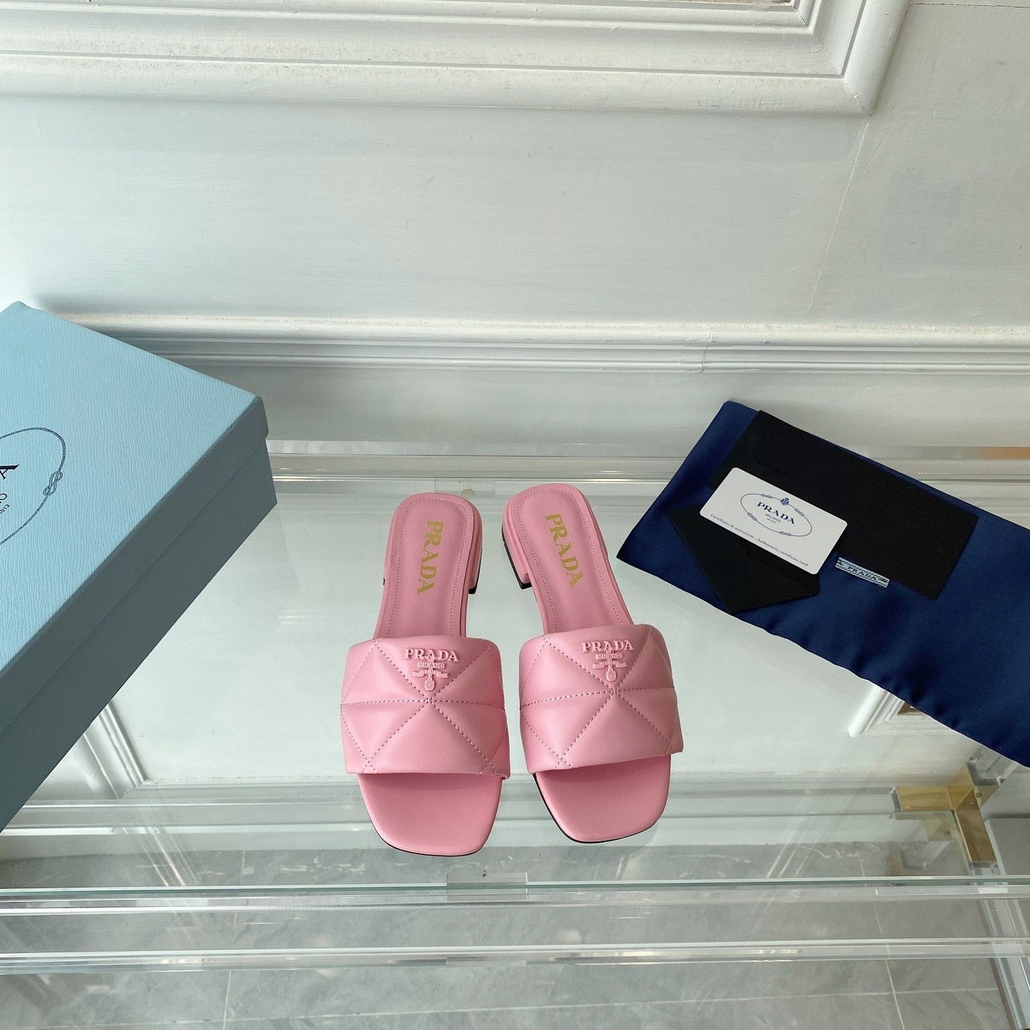 Pra Slide 25 Quilted Pink leather - 35
