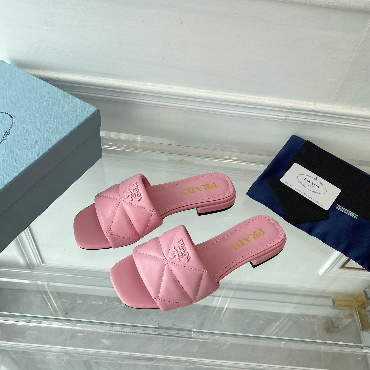 Pra Slide 25 Quilted Pink leather - 35
