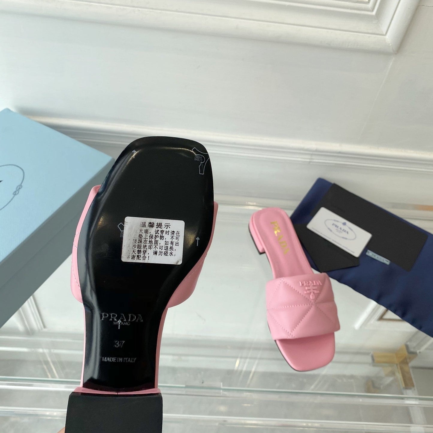 Pra Slide 25 Quilted Pink leather - 35