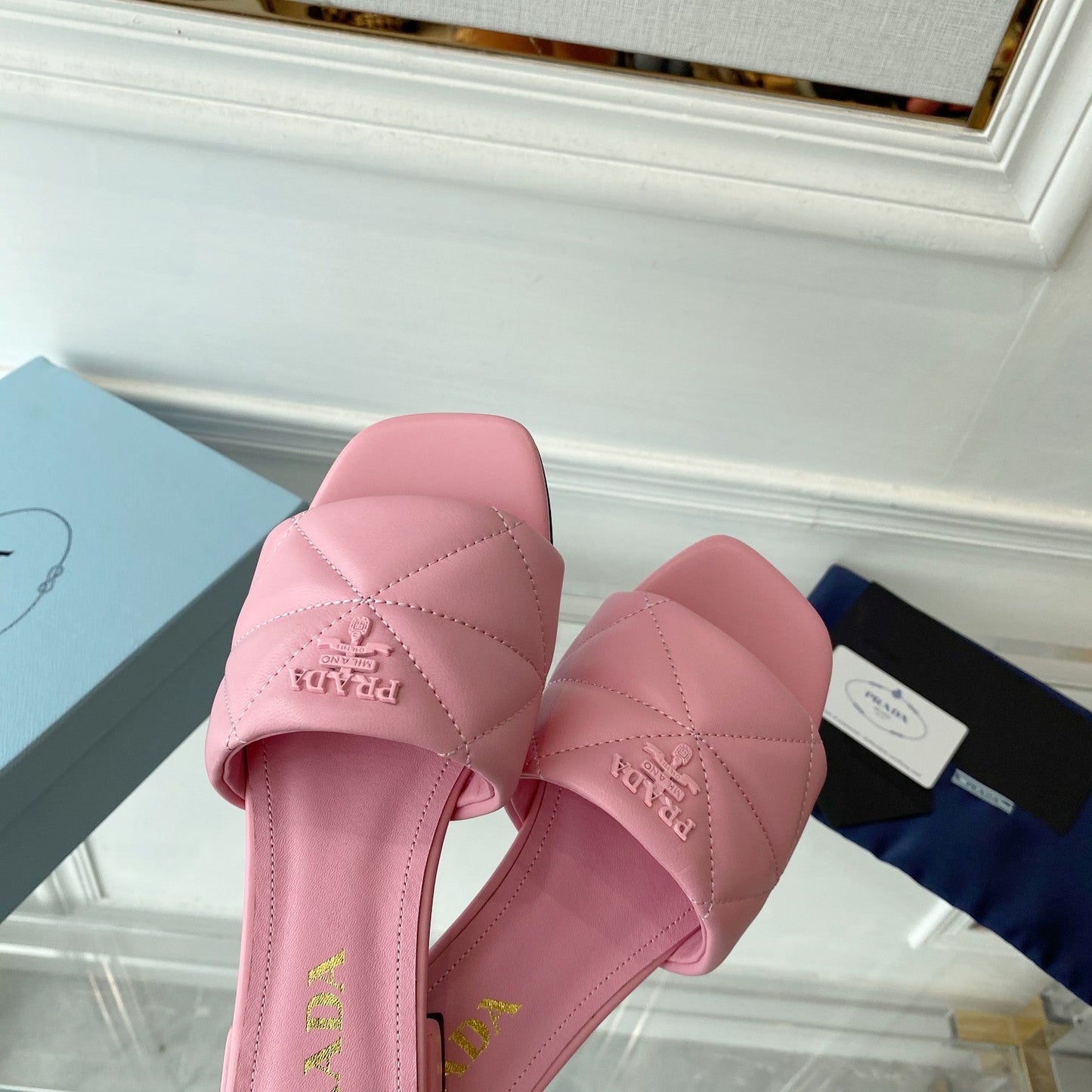 Pra Slide 25 Quilted Pink leather - 35