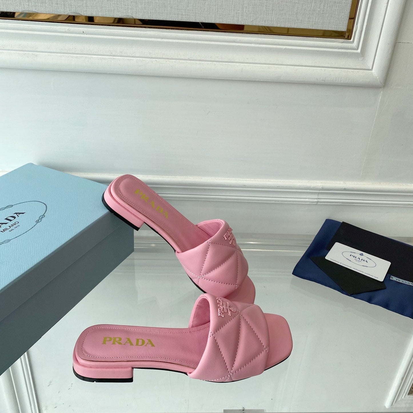 Pra Slide 25 Quilted Pink leather - 35