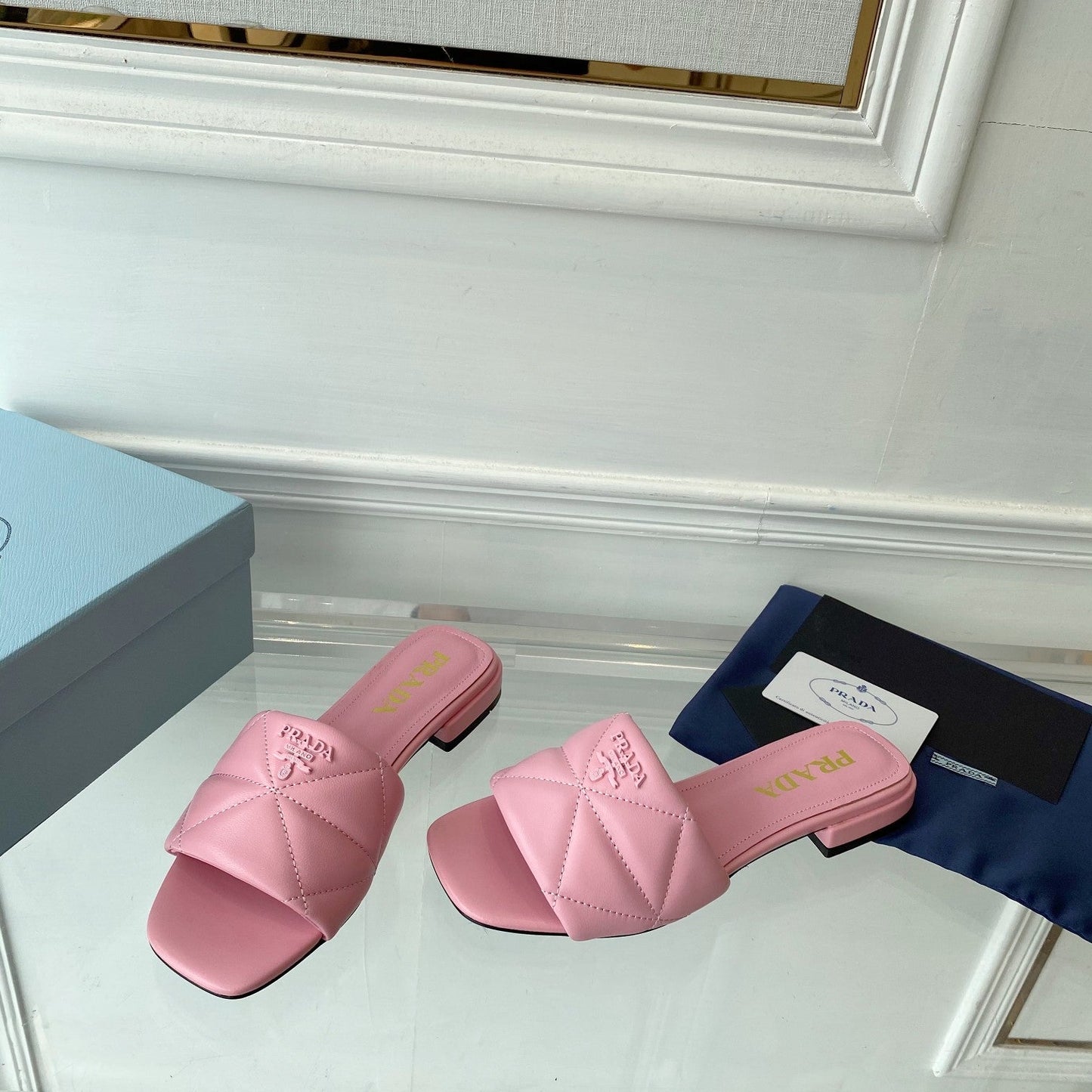 Pra Slide 25 Quilted Pink leather - 35