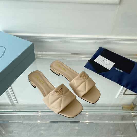 Pra Slide 25 Quilted Beige leather - 35