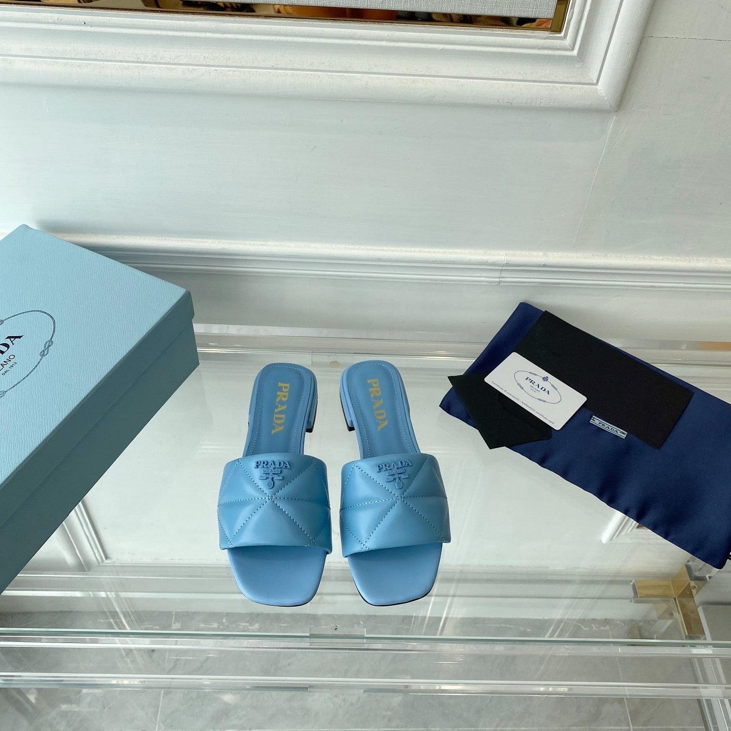 Pra Slide 25 Quilted Sky Blue leather - 35