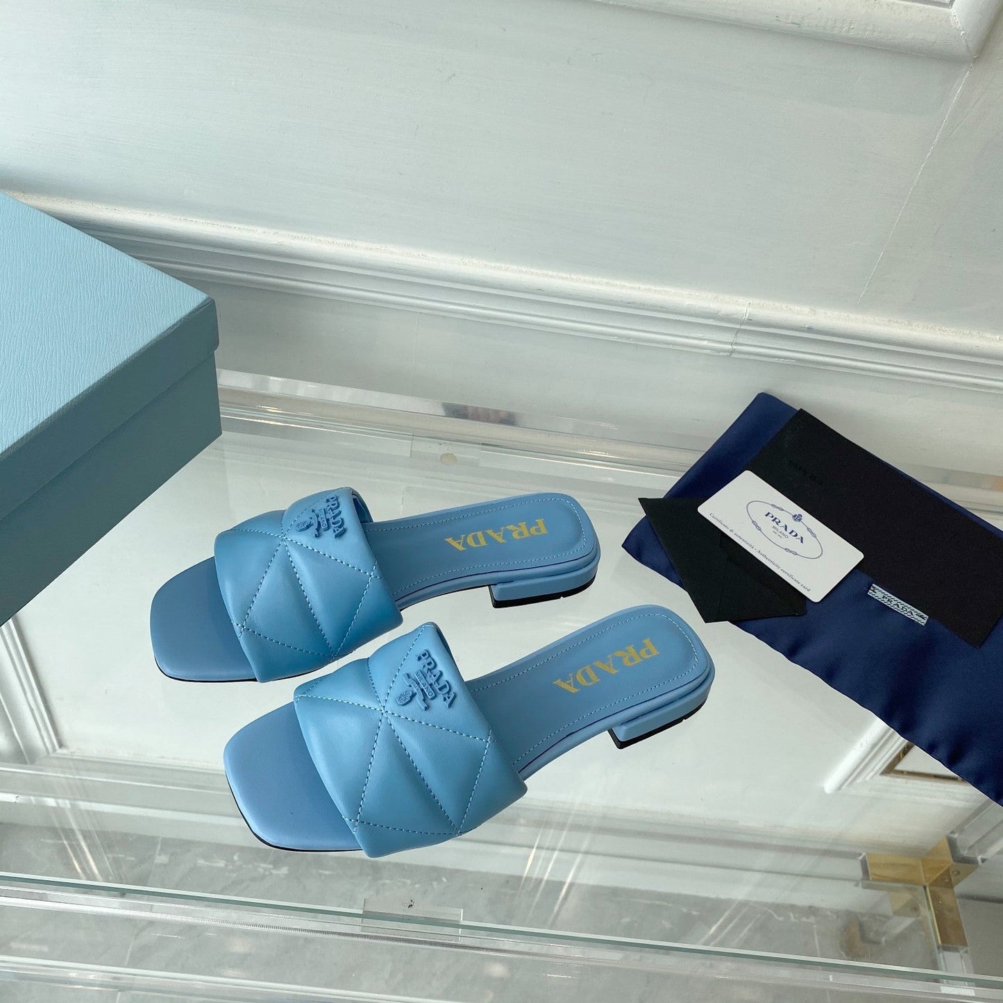 Pra Slide 25 Quilted Sky Blue leather - 35