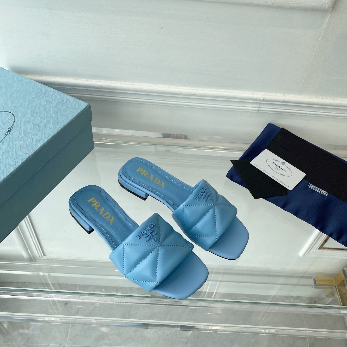 Pra Slide 25 Quilted Sky Blue leather - 35