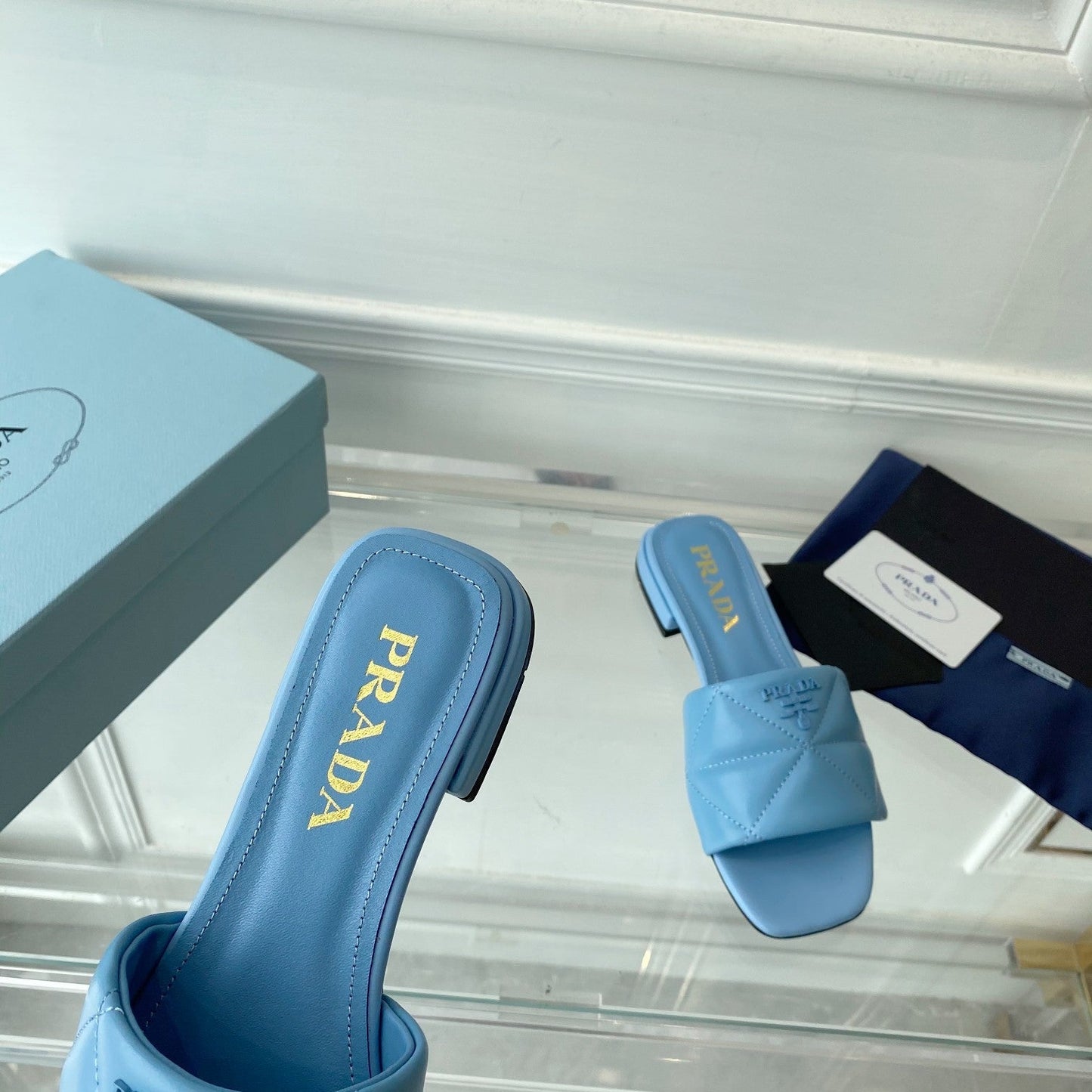 Pra Slide 25 Quilted Sky Blue leather - 35