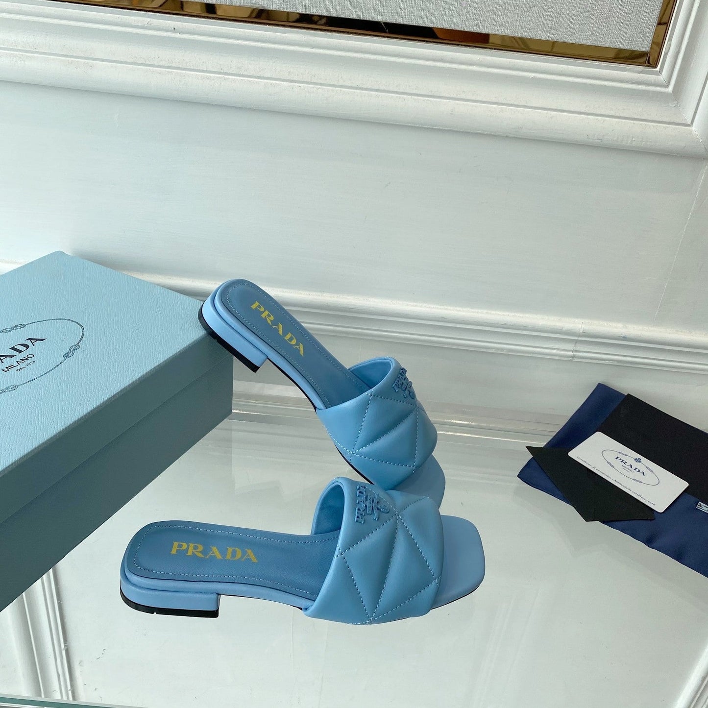 Pra Slide 25 Quilted Sky Blue leather - 35