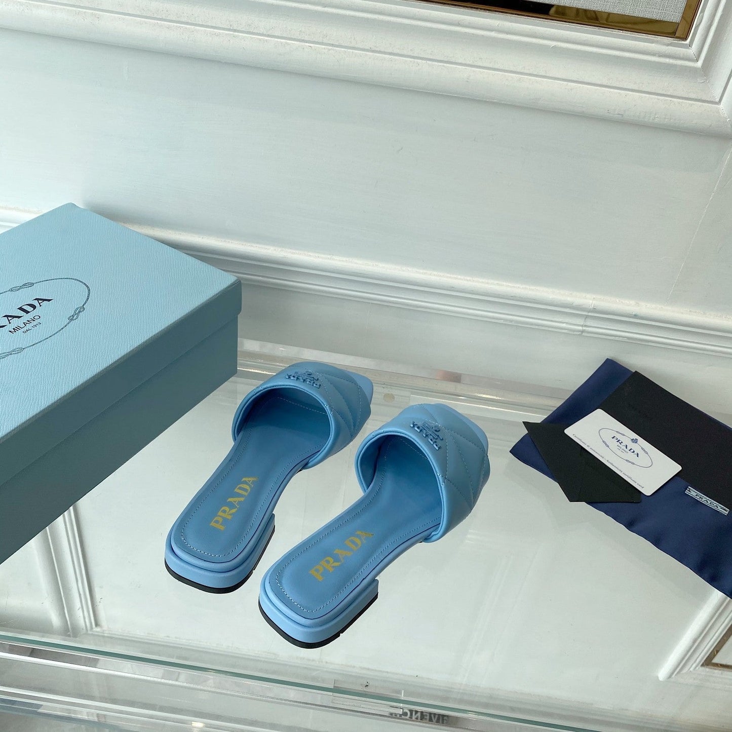 Pra Slide 25 Quilted Sky Blue leather - 35