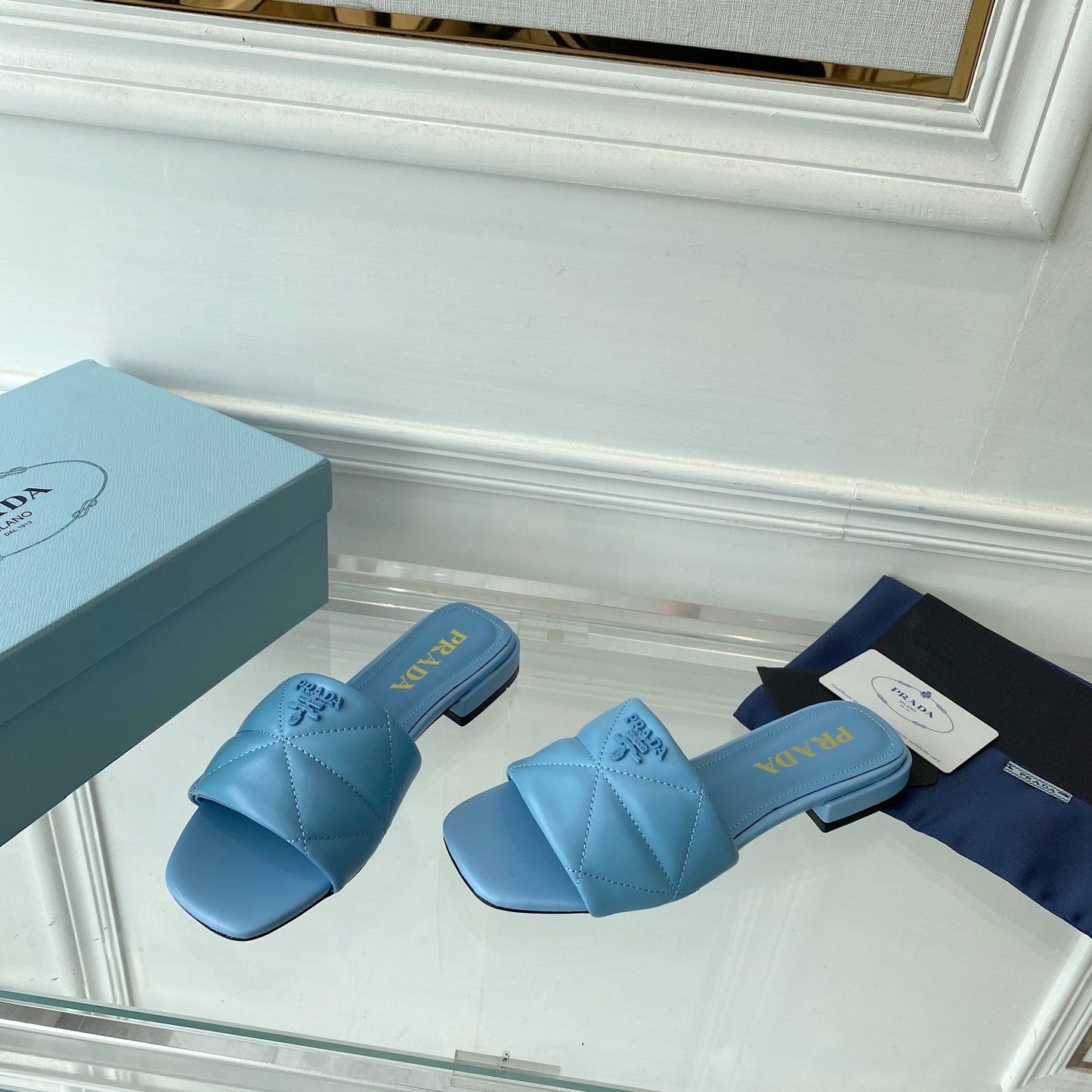 Pra Slide 25 Quilted Sky Blue leather - 35