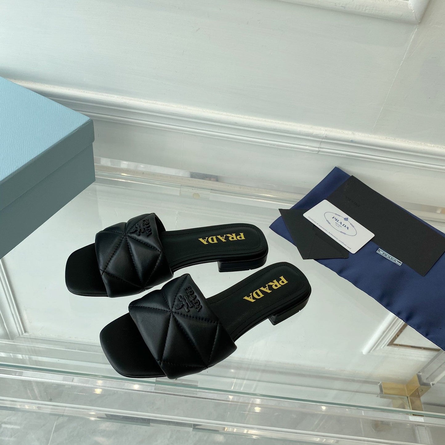 Pra Slide 25 Quilted Black leather - 35