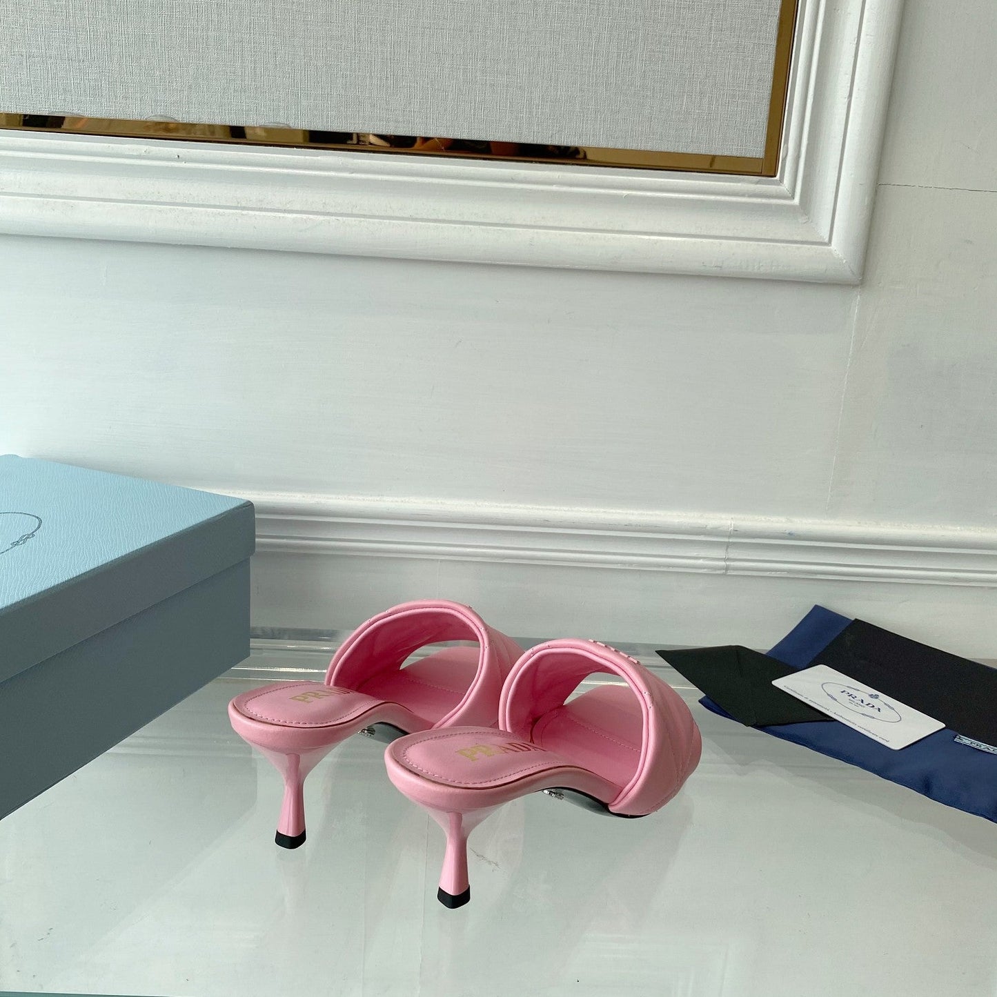 PRA QUILTED HIGH HEELS SANDALS 65 PINK LAMBSKIN - 35