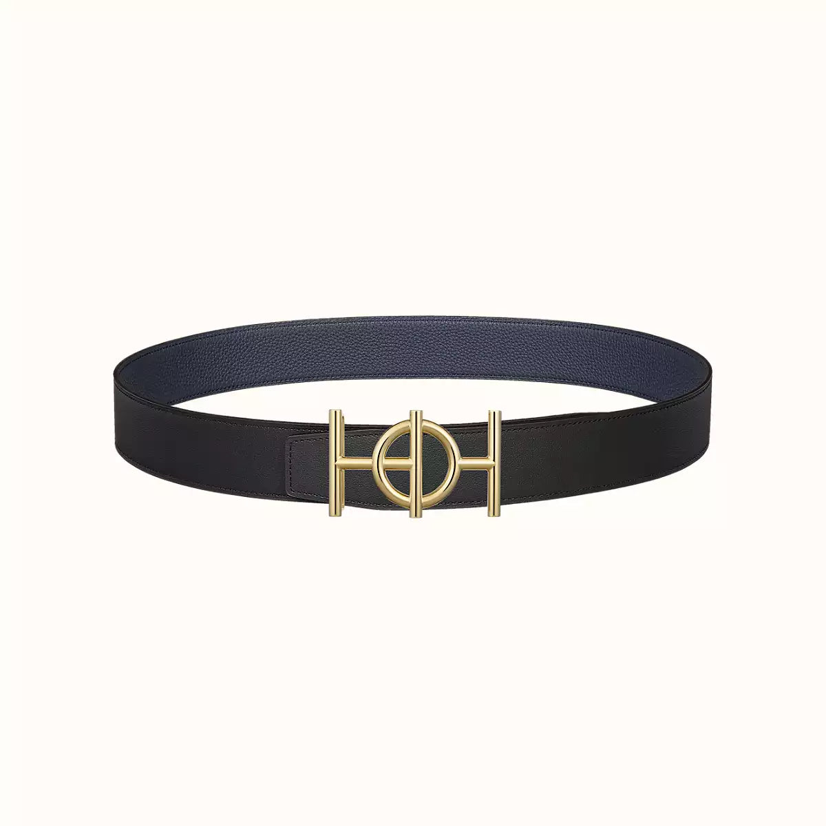 ULYSSE BELT BUCKLE & REVERSIBLE NAVY BLUE LEATHER STRAP 38MM GOLD HARDWARE - 30