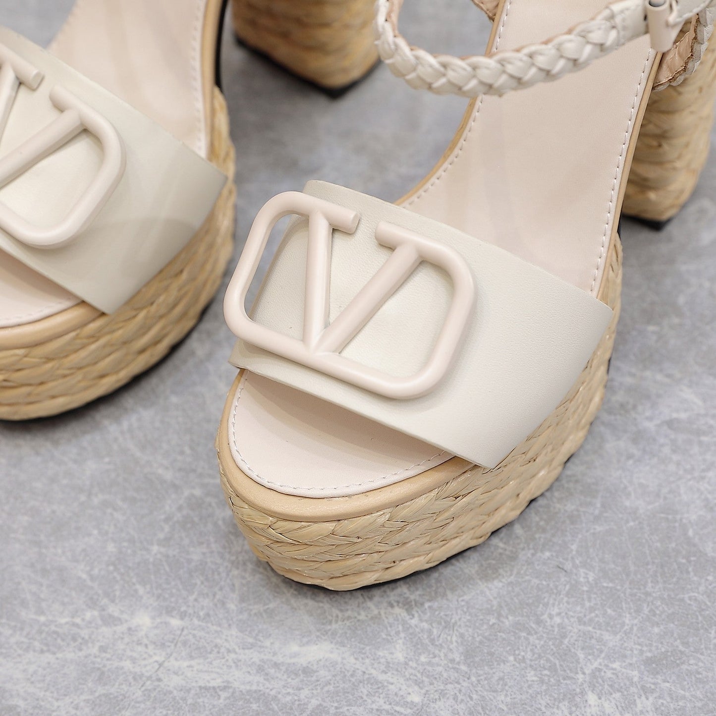 VLTN ESPADRILLE WEDGE SANDALS 25S 130 MM IN WHITE LAMBSKIN - 35