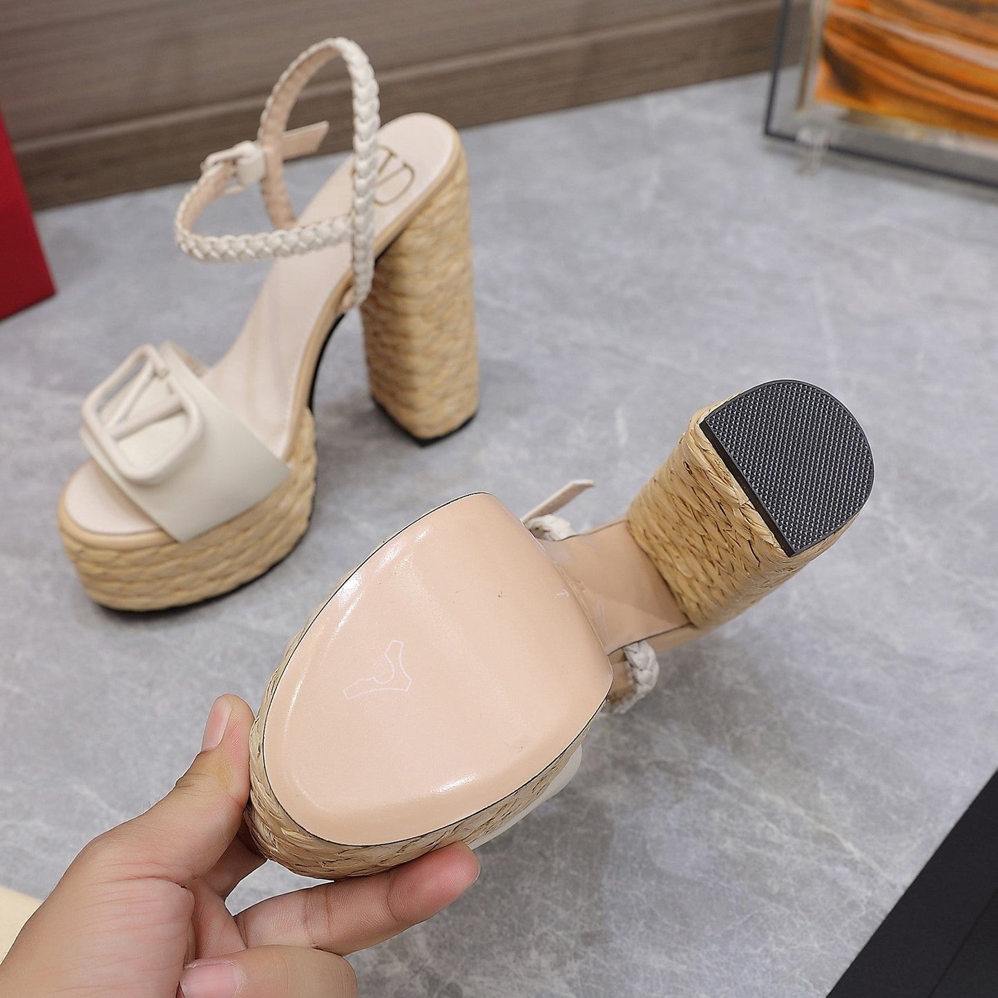 VLTN ESPADRILLE WEDGE SANDALS 25S 130 MM IN WHITE LAMBSKIN - 35