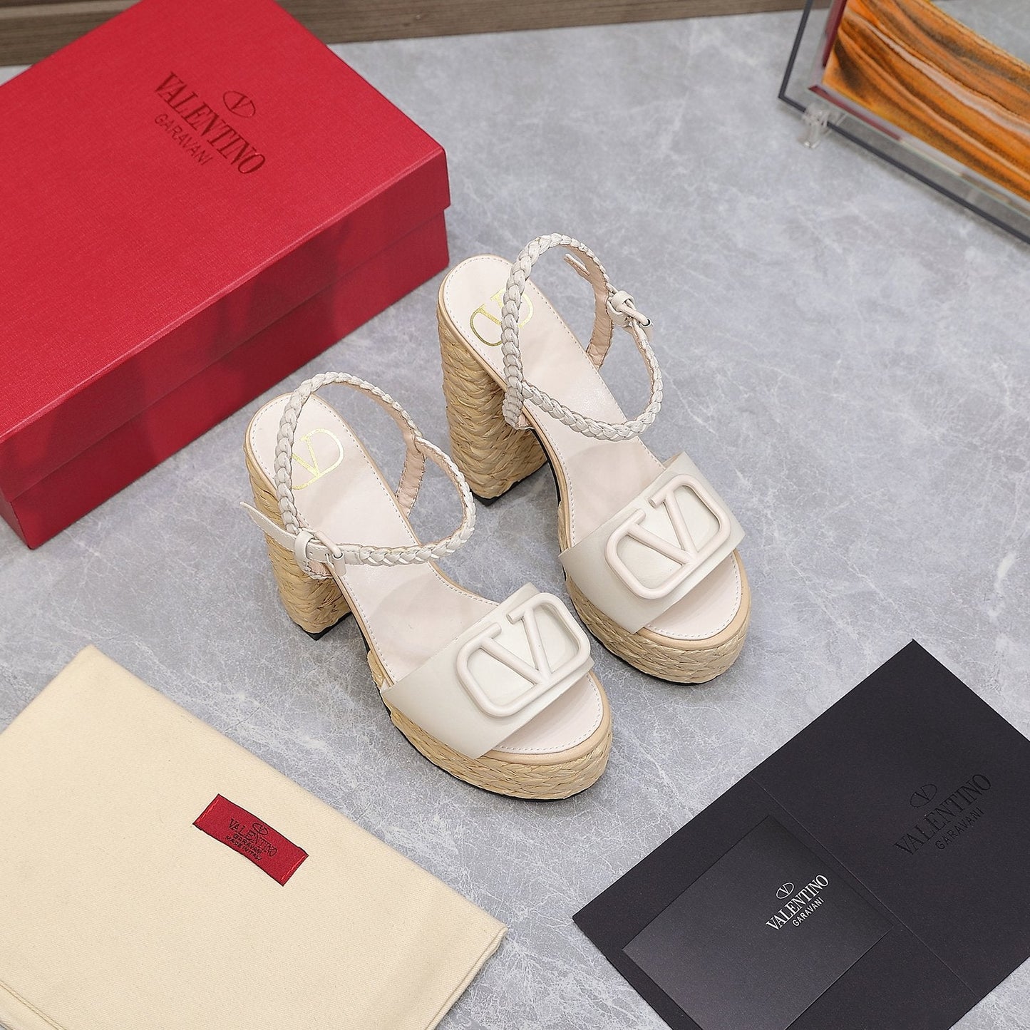 VLTN ESPADRILLE WEDGE SANDALS 25S 130 MM IN WHITE LAMBSKIN - 35