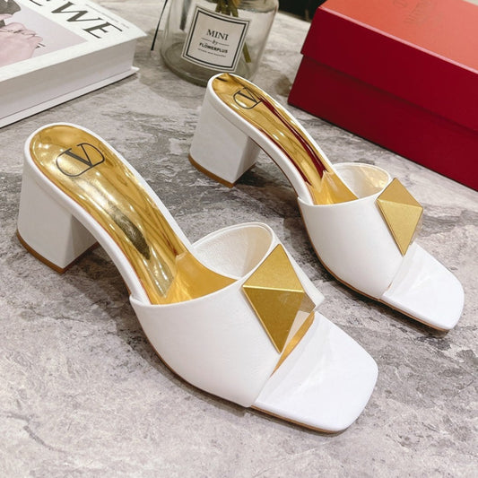 ONE STUD HEELED MULE 60 MM IN WHITE CALFSKIN - 34