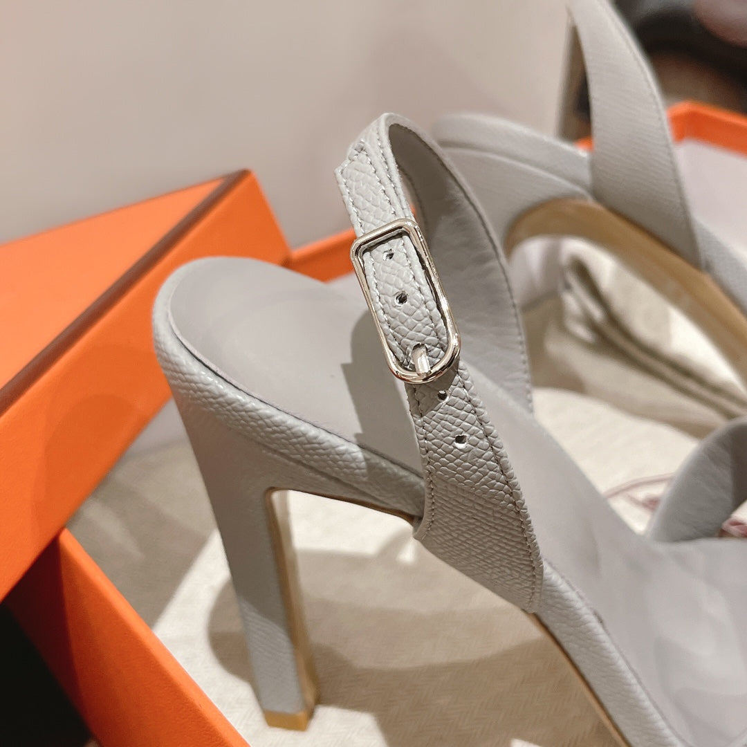 SLINGBACK SANDAL ETERNITE 105 CREAM GRAY LAMBSKIN - 35