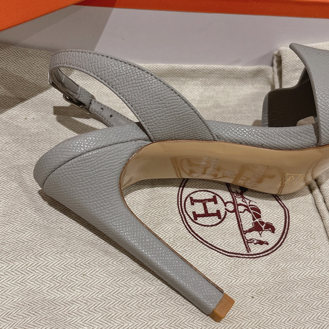 SLINGBACK SANDAL ETERNITE 105 CREAM GRAY LAMBSKIN - 35
