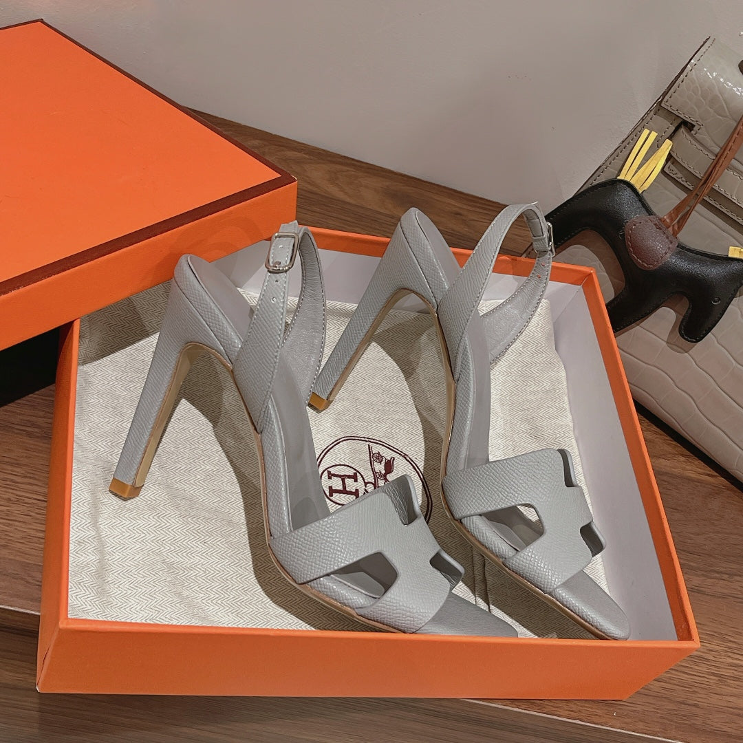 SLINGBACK SANDAL ETERNITE 105 CREAM GRAY LAMBSKIN - 35