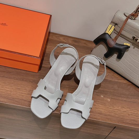 SLINGBACK SANDAL ETERNITE 75 CREAM GRAY LAMBSKIN - 35