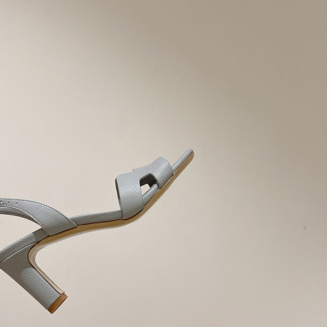 SLINGBACK SANDAL ETERNITE 75 CREAM GRAY LAMBSKIN - 35
