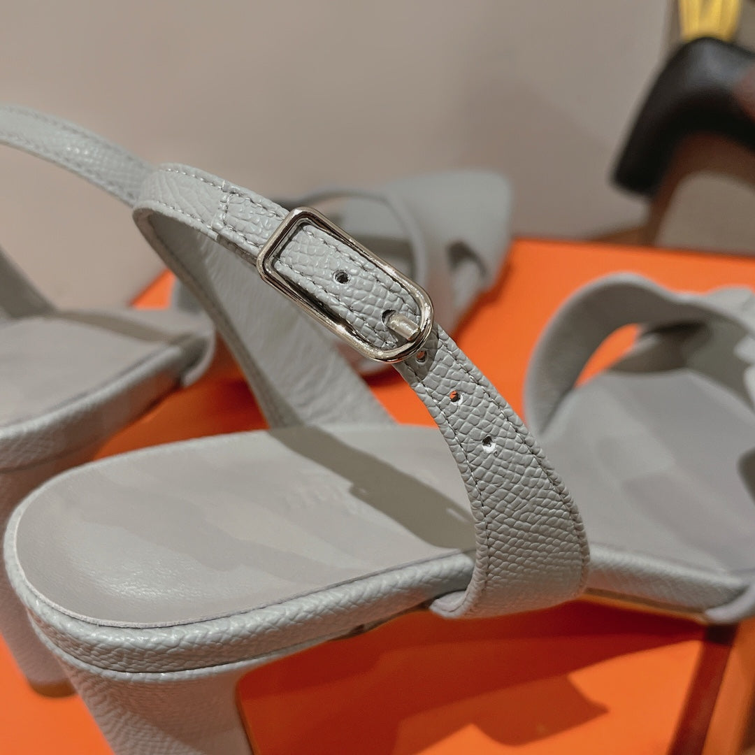 SLINGBACK SANDAL ETERNITE 75 CREAM GRAY LAMBSKIN - 35