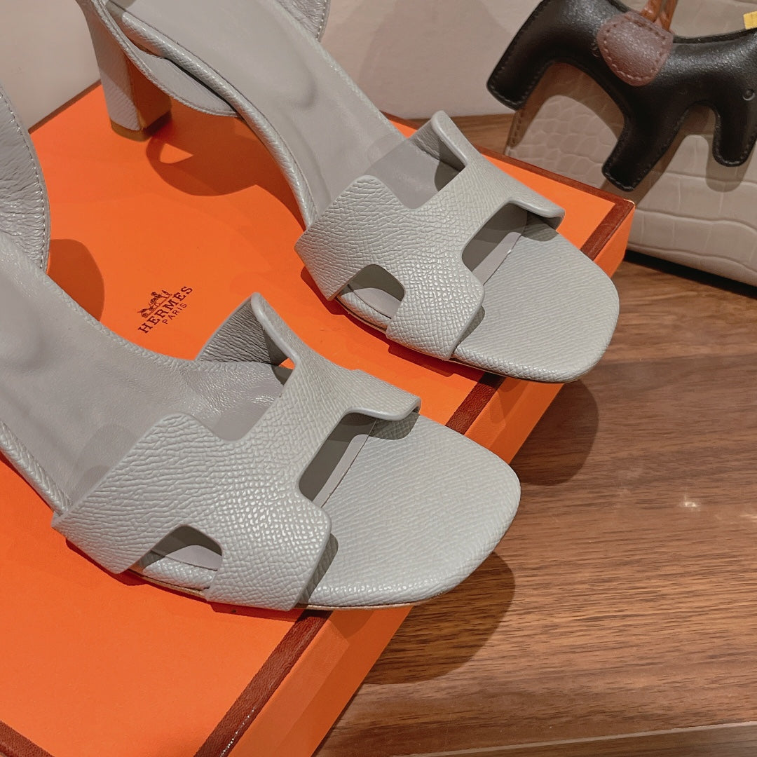 SLINGBACK SANDAL ETERNITE 75 CREAM GRAY LAMBSKIN - 35