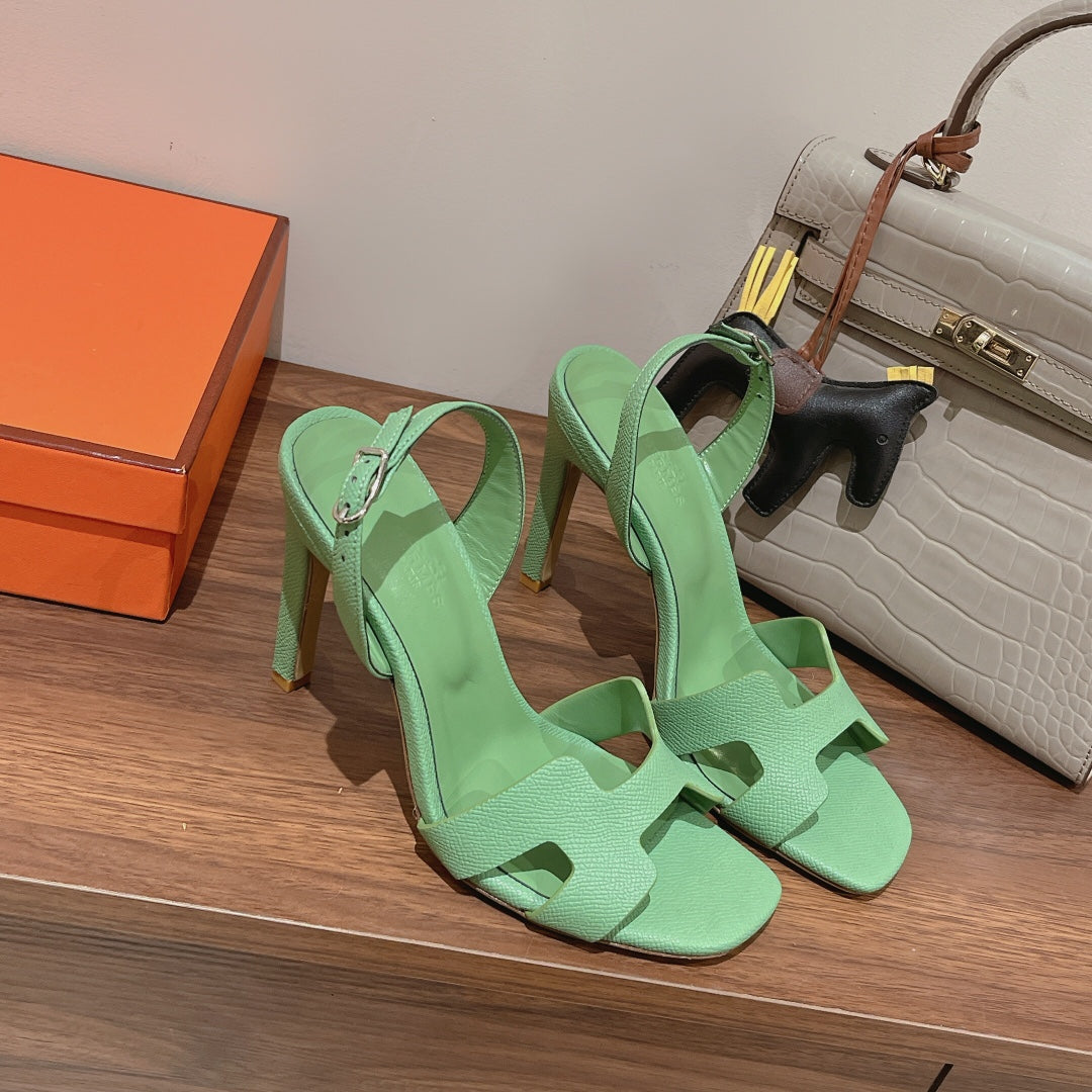 SLINGBACK SANDAL ETERNITE 105 EMERALD LAMBSKIN - 35