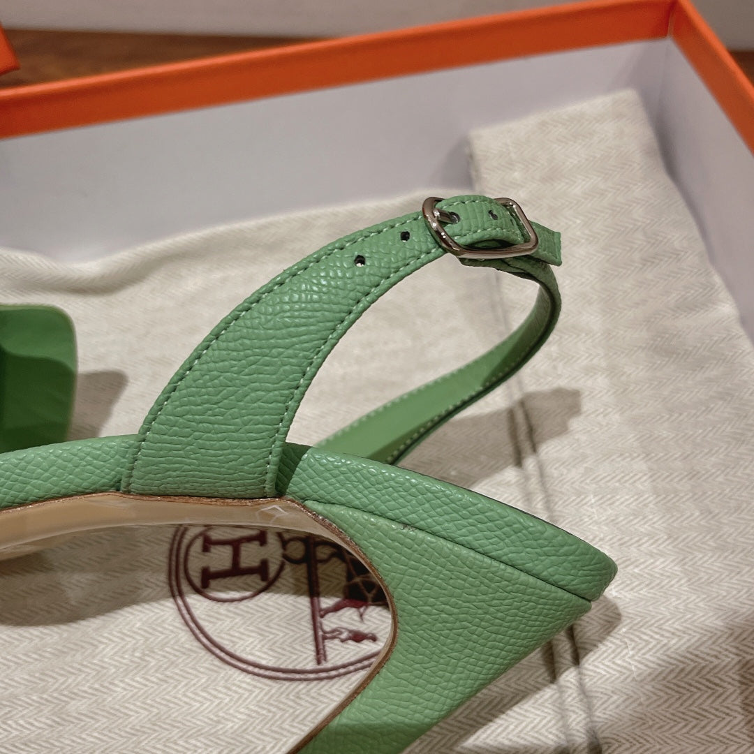 SLINGBACK SANDAL ETERNITE 105 EMERALD LAMBSKIN - 35