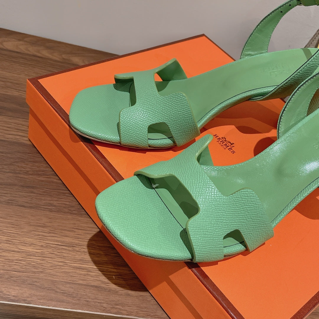 HOLY 75 SANDAL IN GREEN MINT GRAINED CALFSKIN - 35