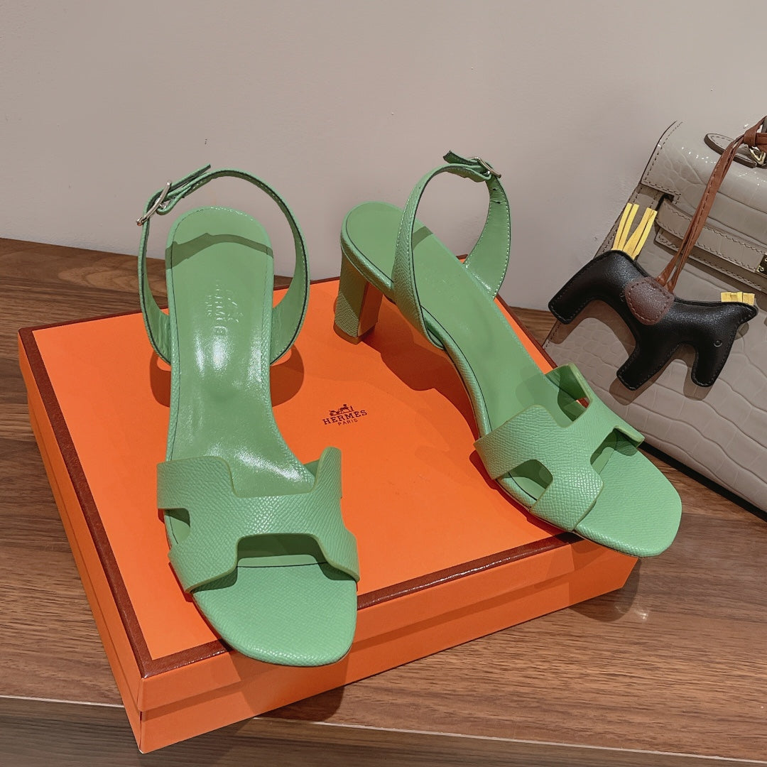 SLINGBACK SANDAL ETERNITE 75 EMERALD LAMBSKIN - 35