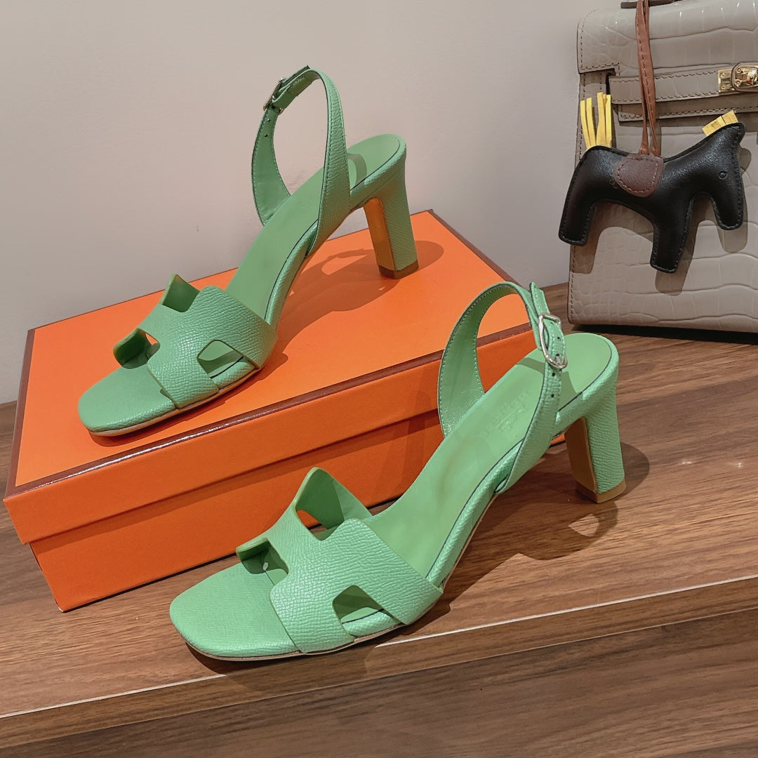 SLINGBACK SANDAL ETERNITE 75 EMERALD LAMBSKIN - 35