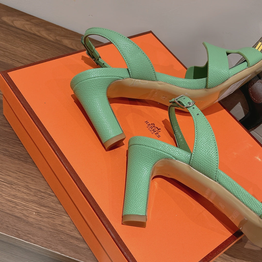 SLINGBACK SANDAL ETERNITE 75 EMERALD LAMBSKIN - 35