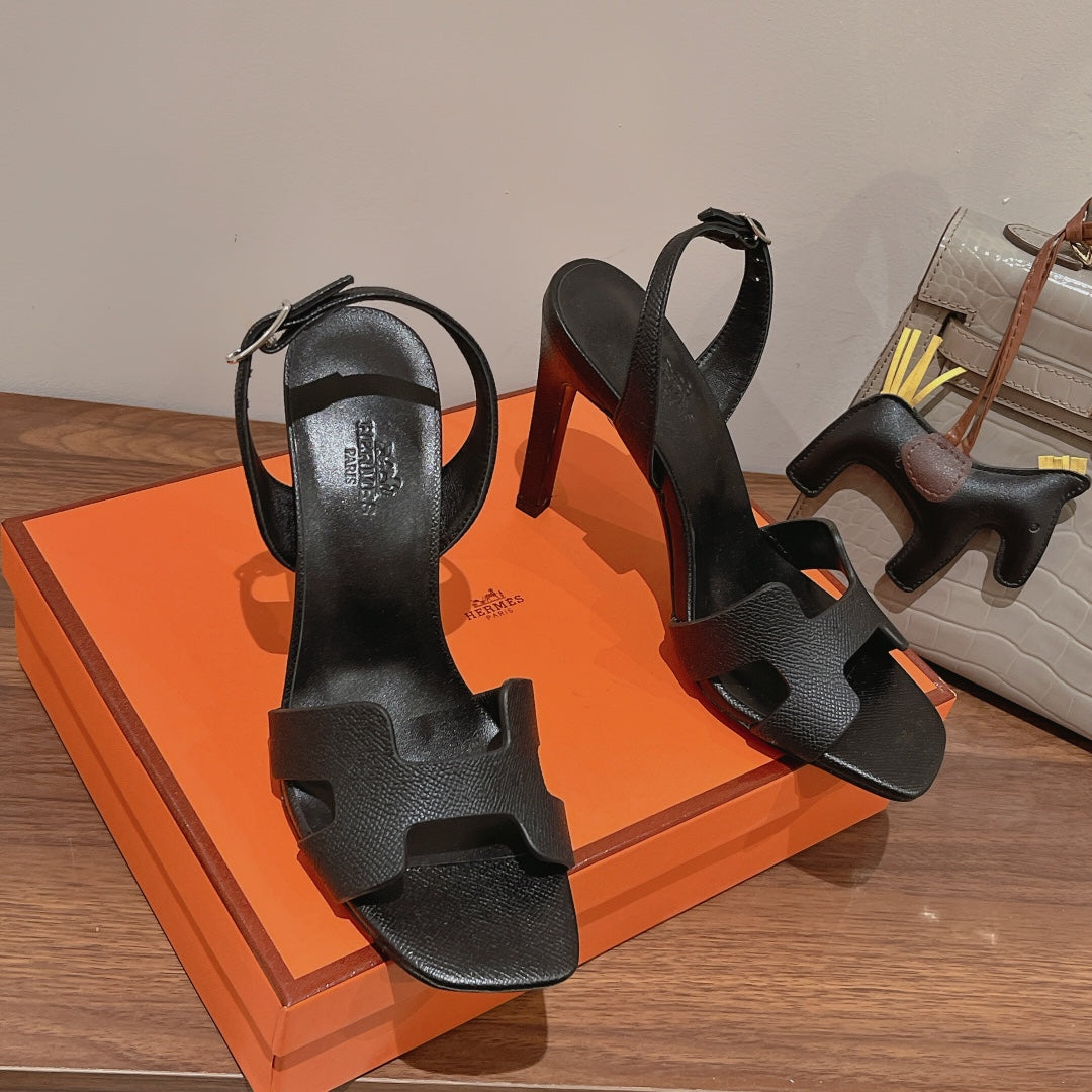 SLINGBACK SANDAL ETERNITE 105 BLACK LAMBSKIN - 35