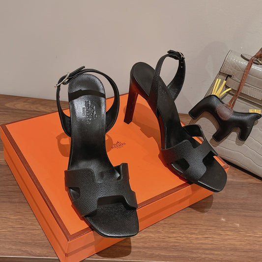 SLINGBACK SANDAL ETERNITE 105 BLACK LAMBSKIN - 35