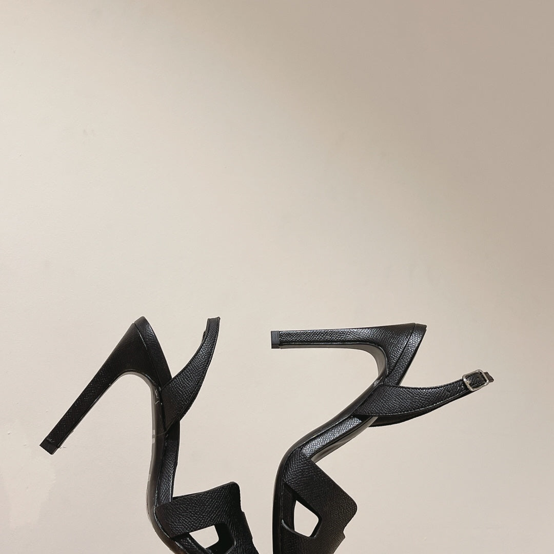 SLINGBACK SANDAL ETERNITE 105 BLACK LAMBSKIN - 35