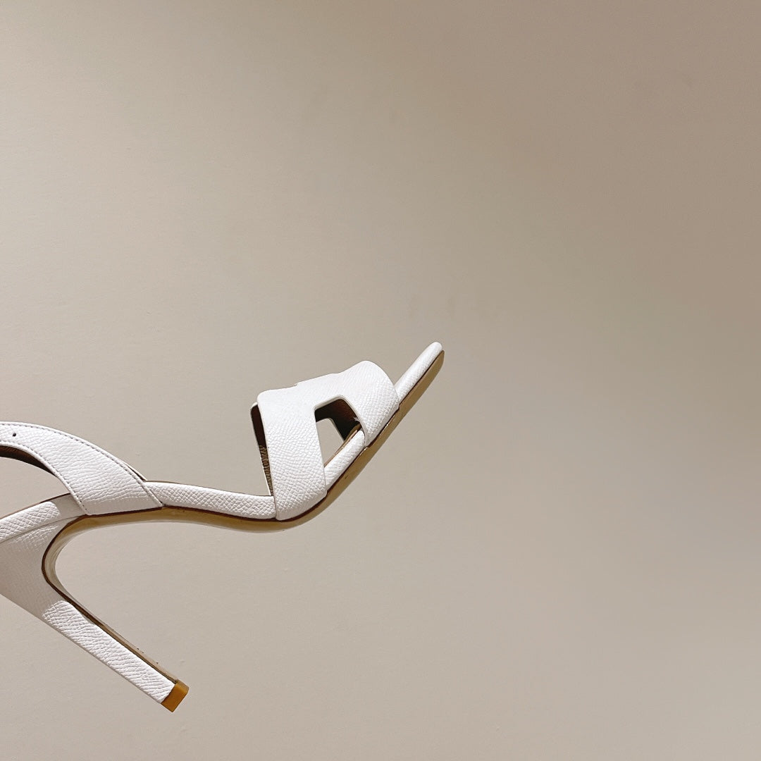 SLINGBACK SANDAL ETERNITE 105 WHITE MIX LIGHT BROWN LAMBSKIN - 35