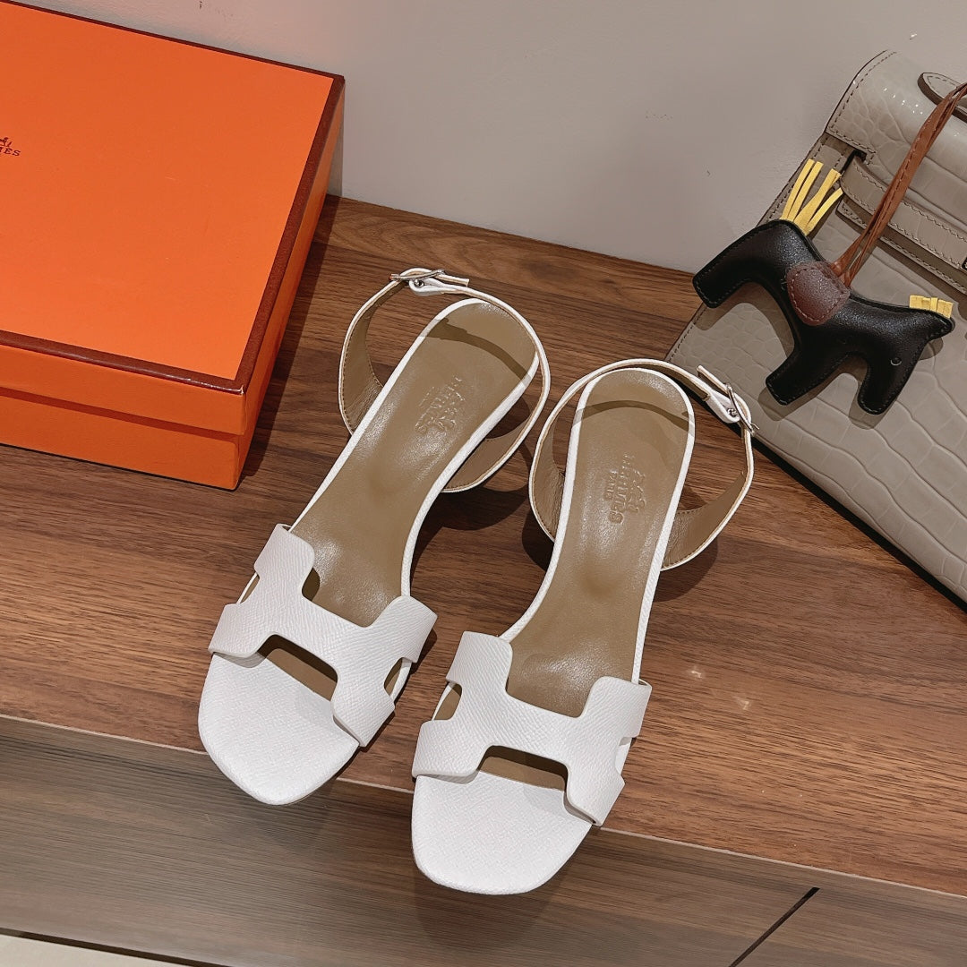 SLINGBACK SANDAL ETERNITE 75 WHITE MIX LIGHT BROWN LAMBSKIN - 35